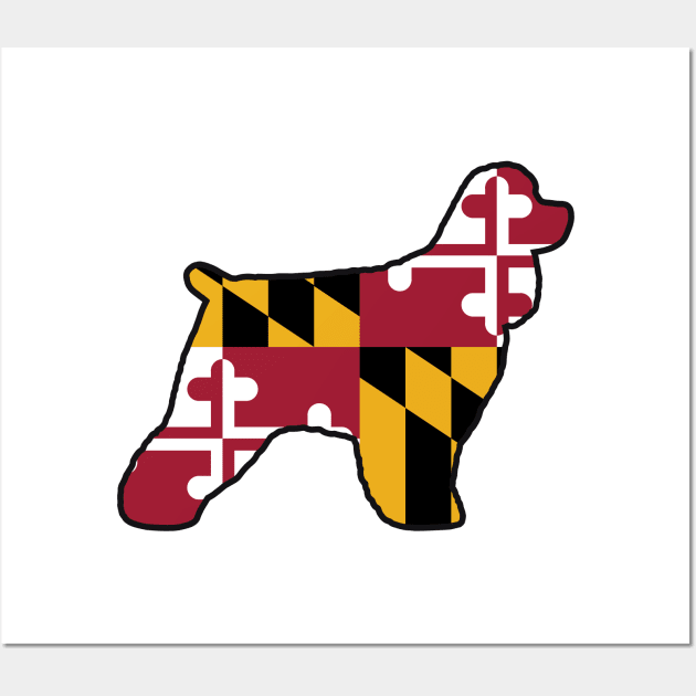 Cocker Spaniel Silhouette with Maryland Flag Wall Art by Coffee Squirrel